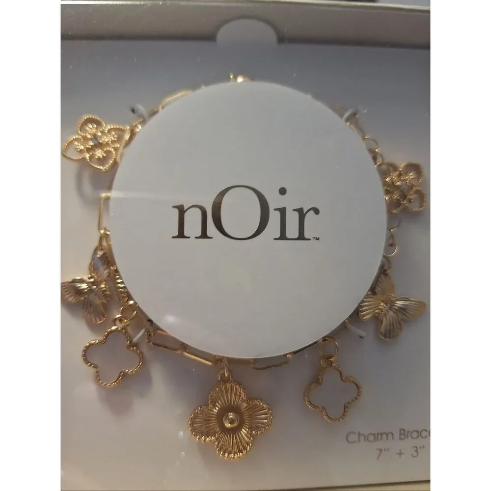 NWT nOir Gold Tone Charm Bracelet